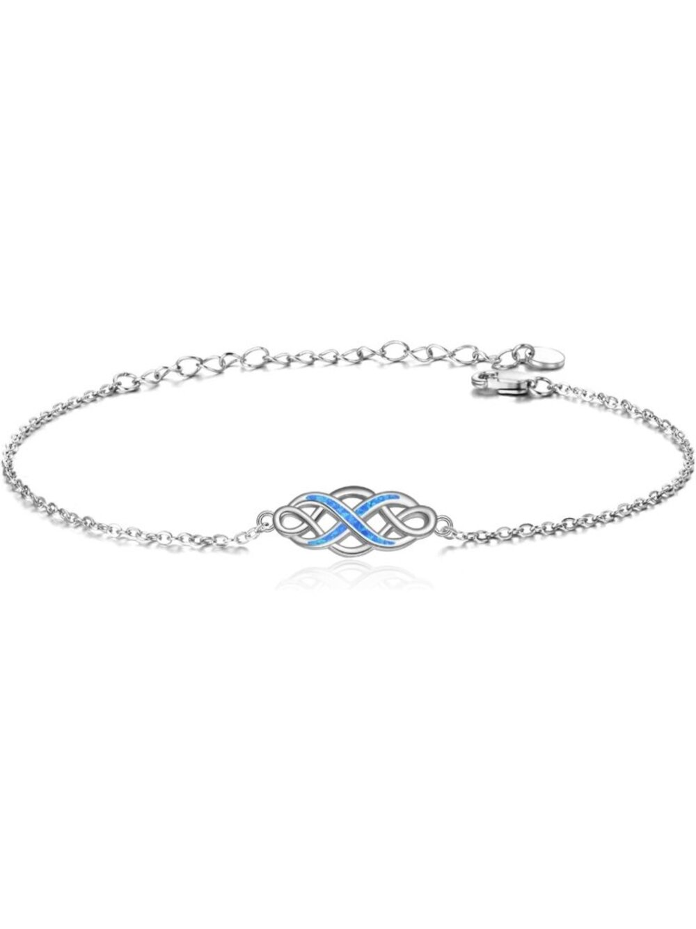 Blue Irish Celtic Knot Bracelets Sterling Silver Infinity